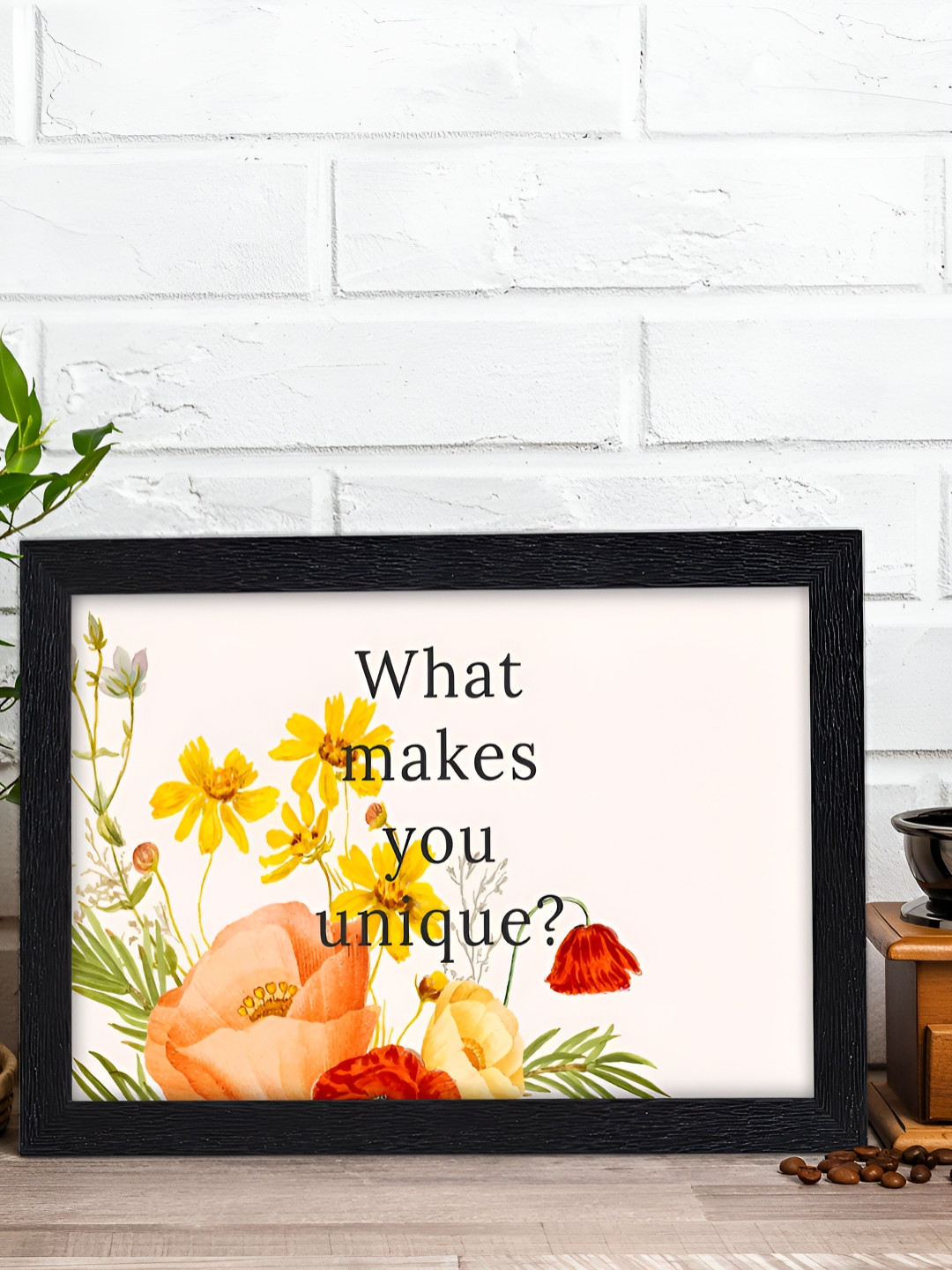 RANDOM White & Yellow Framed Inspirational Printed Synthetic Wood Wall Art