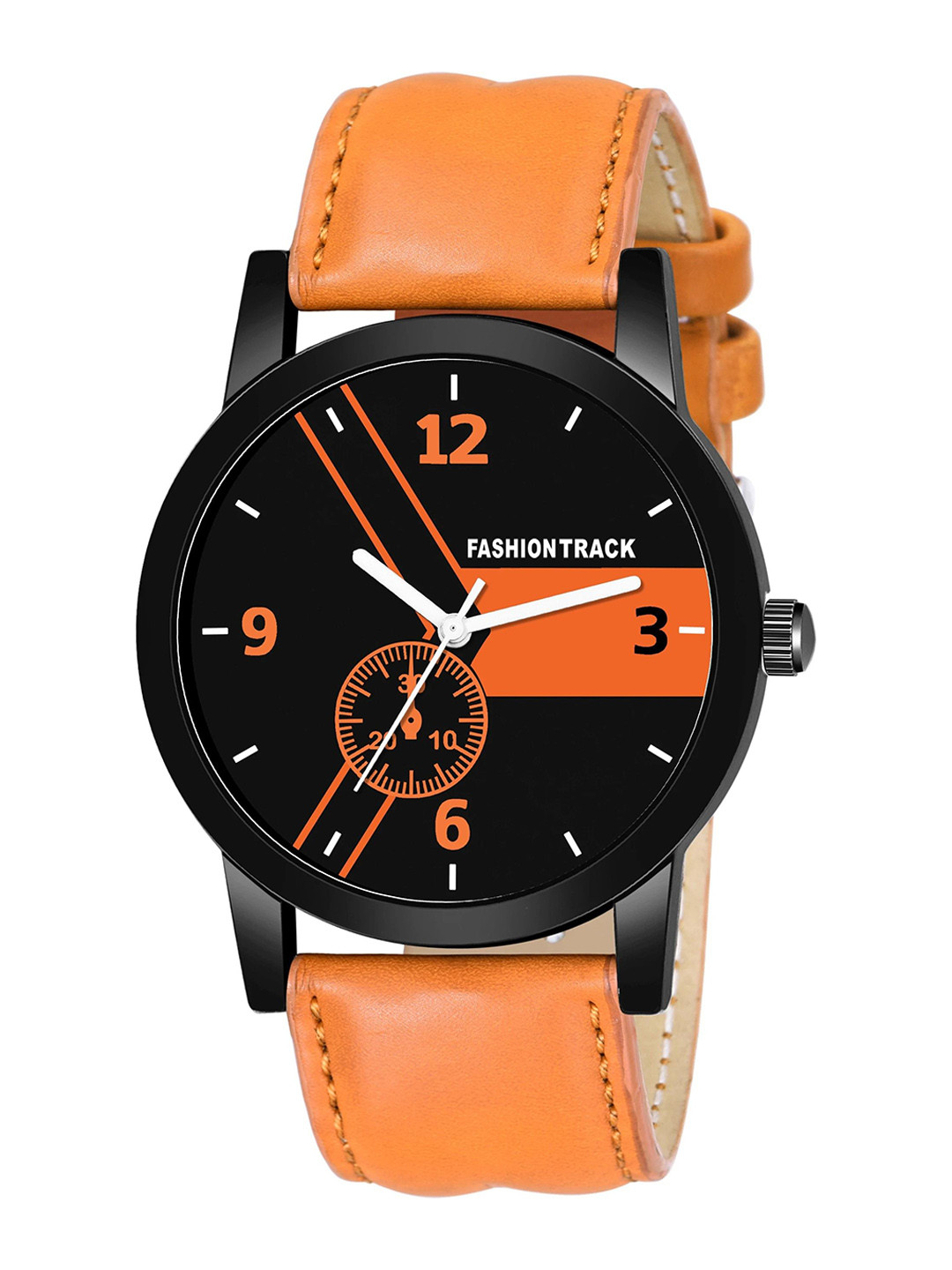 Optima Men Brass Dial & Leather Bracelet Style Straps Analogue Watch FT-4429