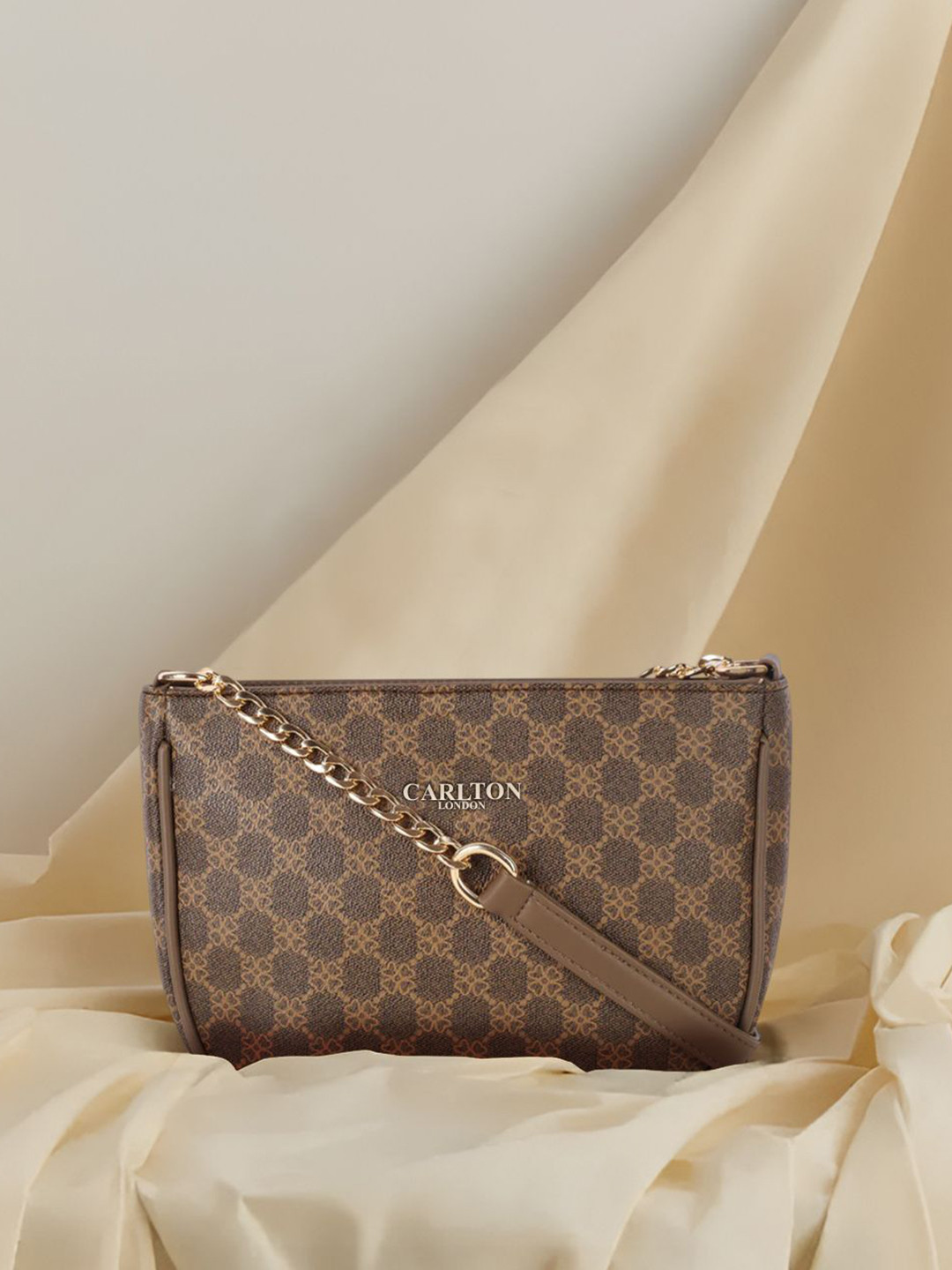 Carlton London Women Graphic Printed Half Moon Quilted Sling Bag