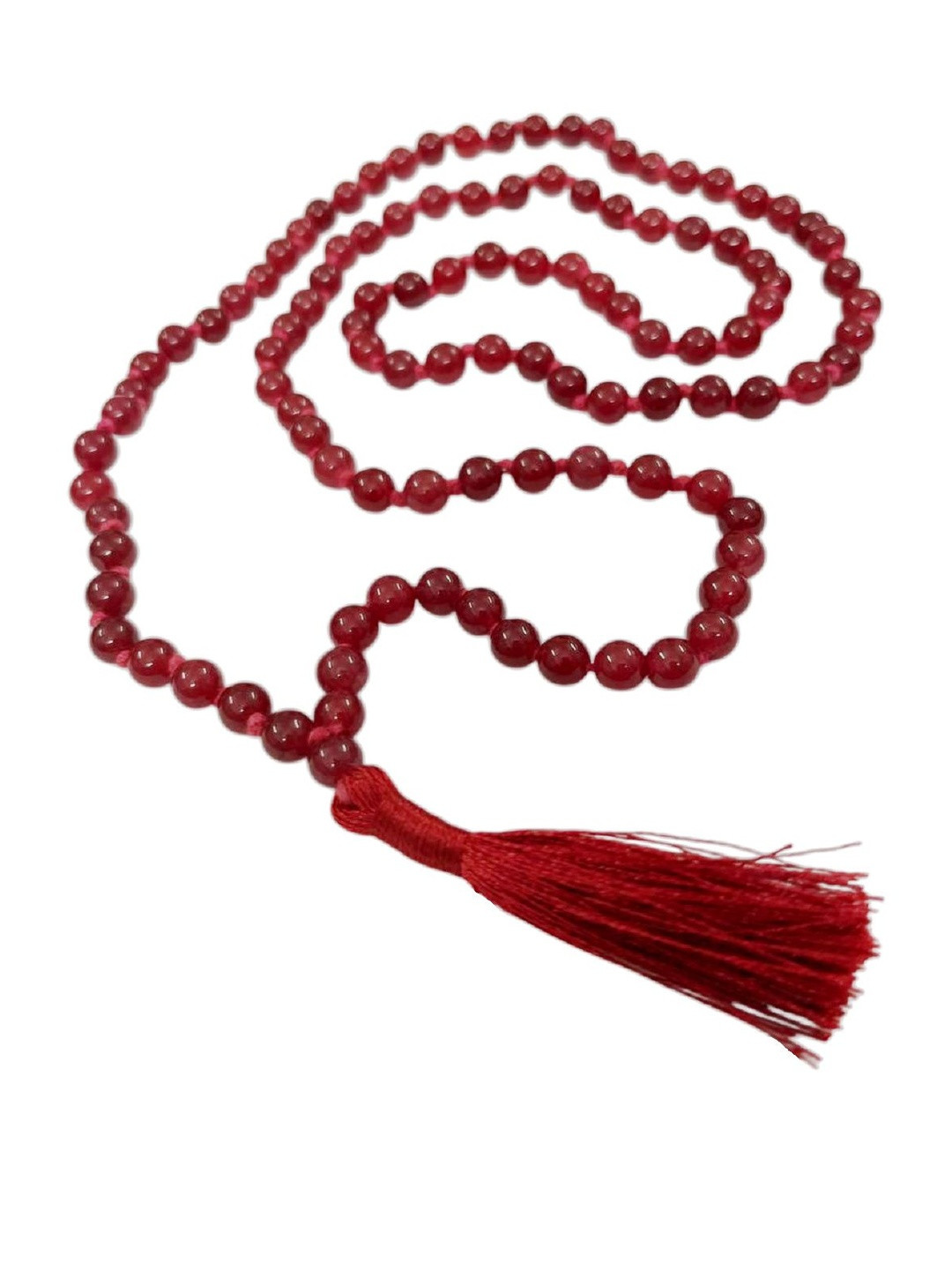 numeroastro Unisex Handcrafted Red Agate Knotted Necklace