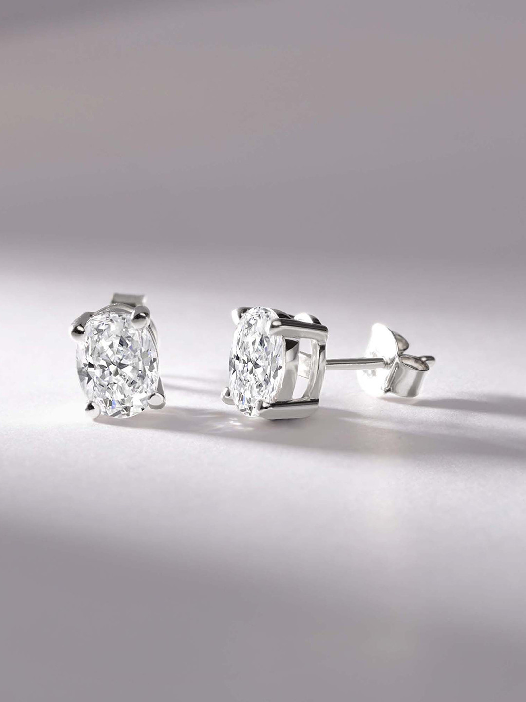 Sparkles 14Kt Gold Oval Solitaire Stud Earrings With 1.5 Carat Lab Grown Diamond- 1.65 g