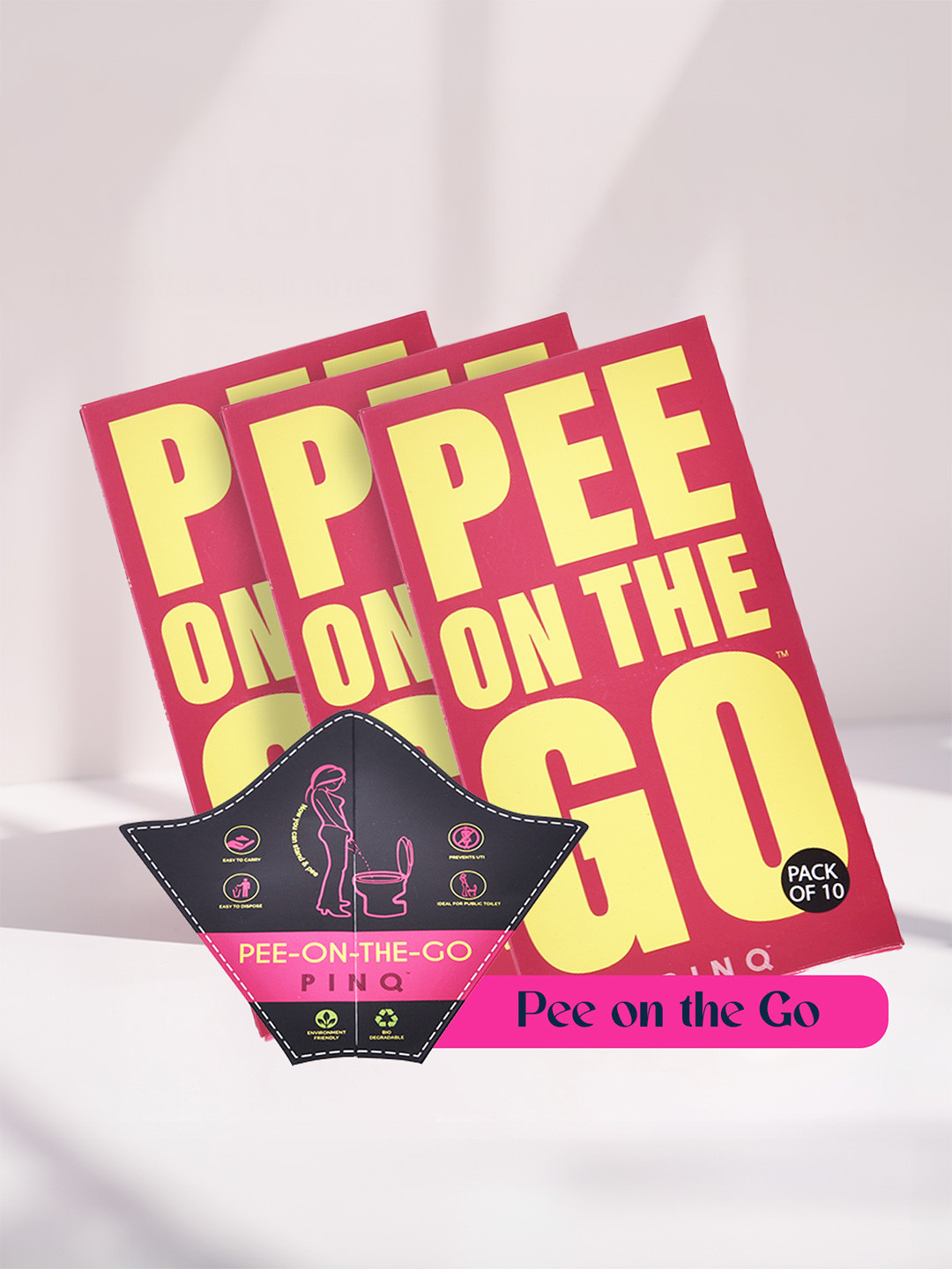 PINQ POLKA Pee-On-The-Go Set Of 4 Biodegradable Leak Proof Disposable Urination Funnel-10pc Each