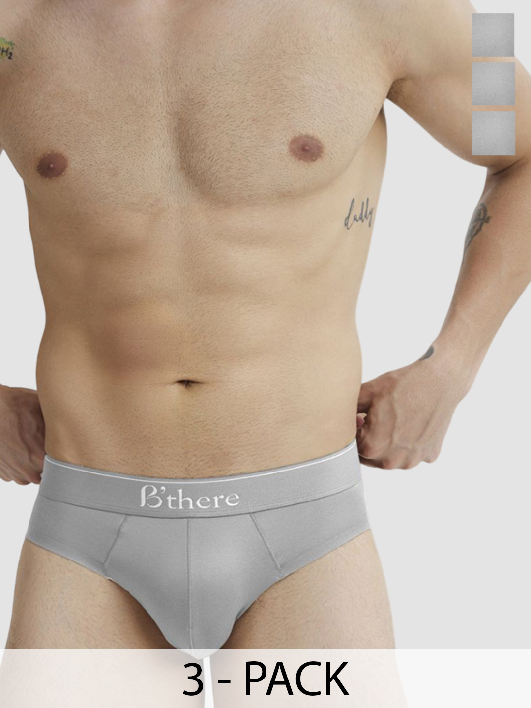 B'there Pack Of 3 Mid-Rise Basic Briefs U004_IVG_IVG_IVG