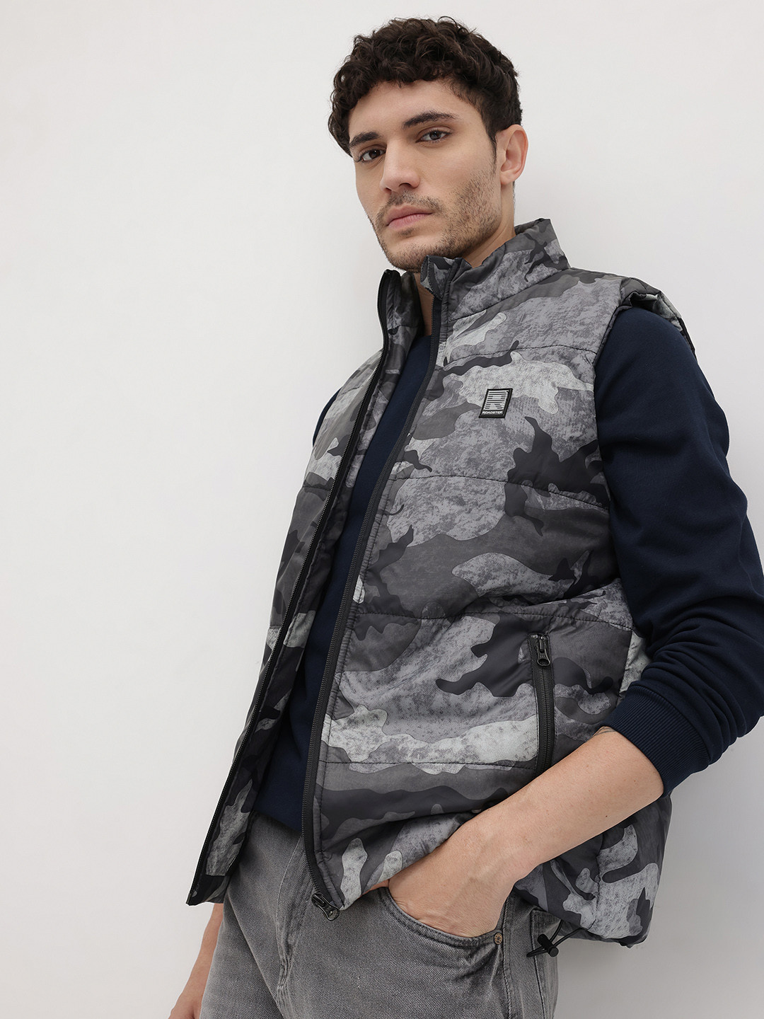 The Roadster Life Co. Camouflage Padded Sleeveless Jacket