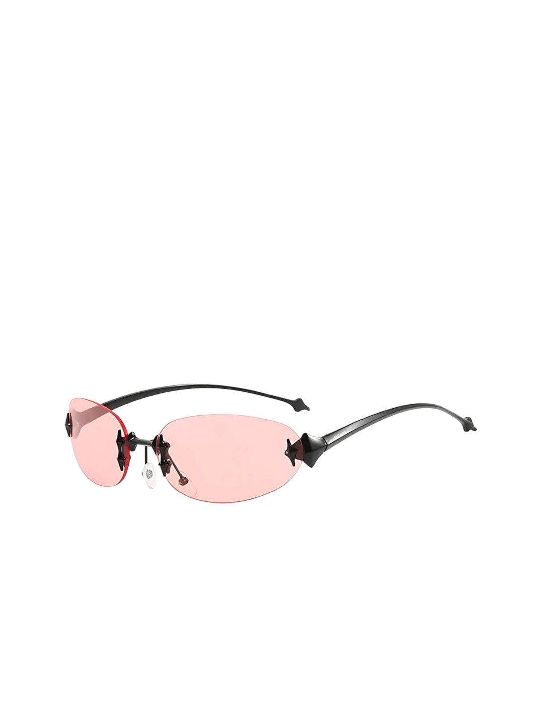 First Lens Unisex Pink Lens & Silver-Toned Oval Sunglasses C10383