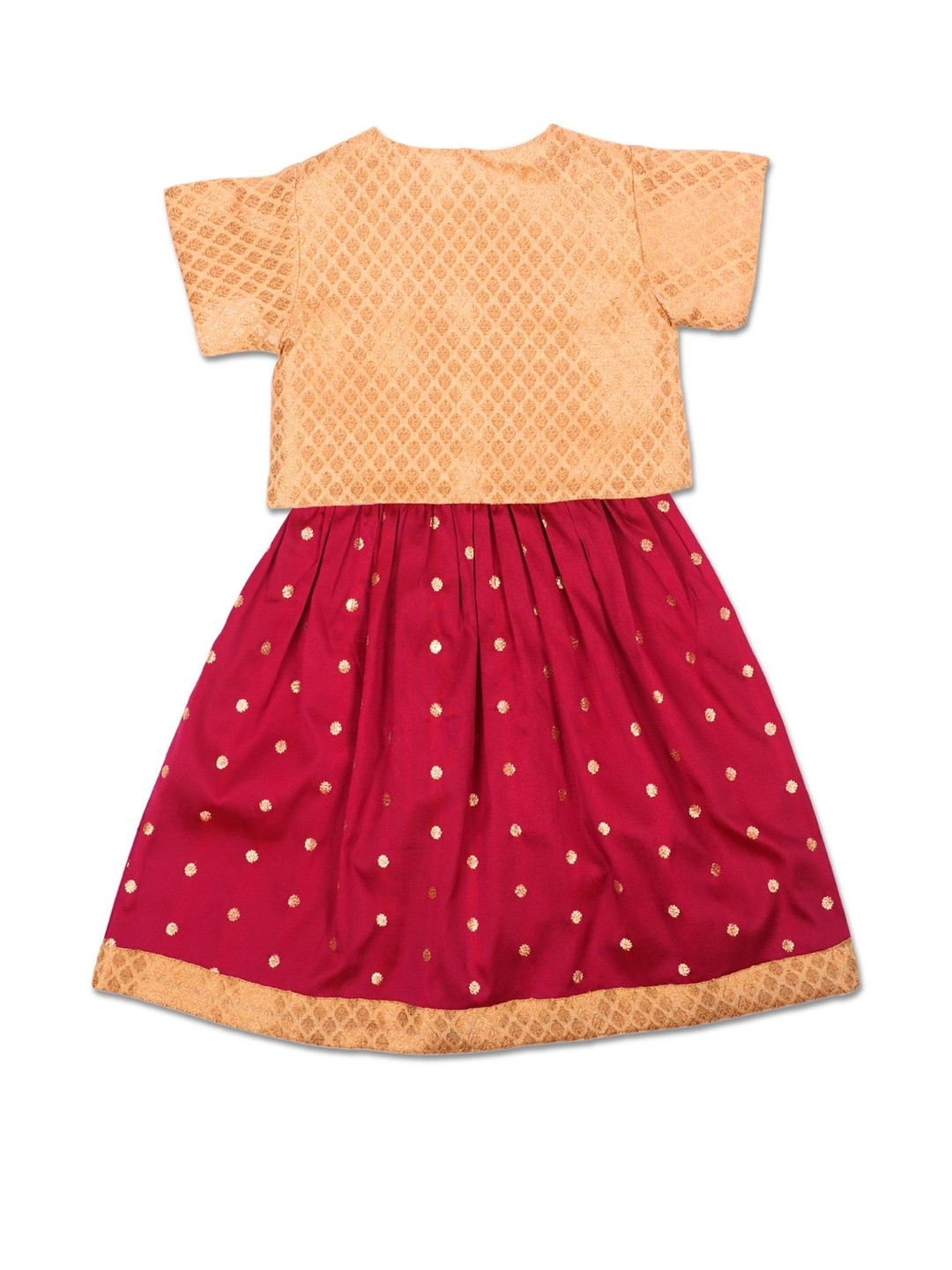 Sangria Girls Ready to Wear Lehenga and Gold Blouse Set
