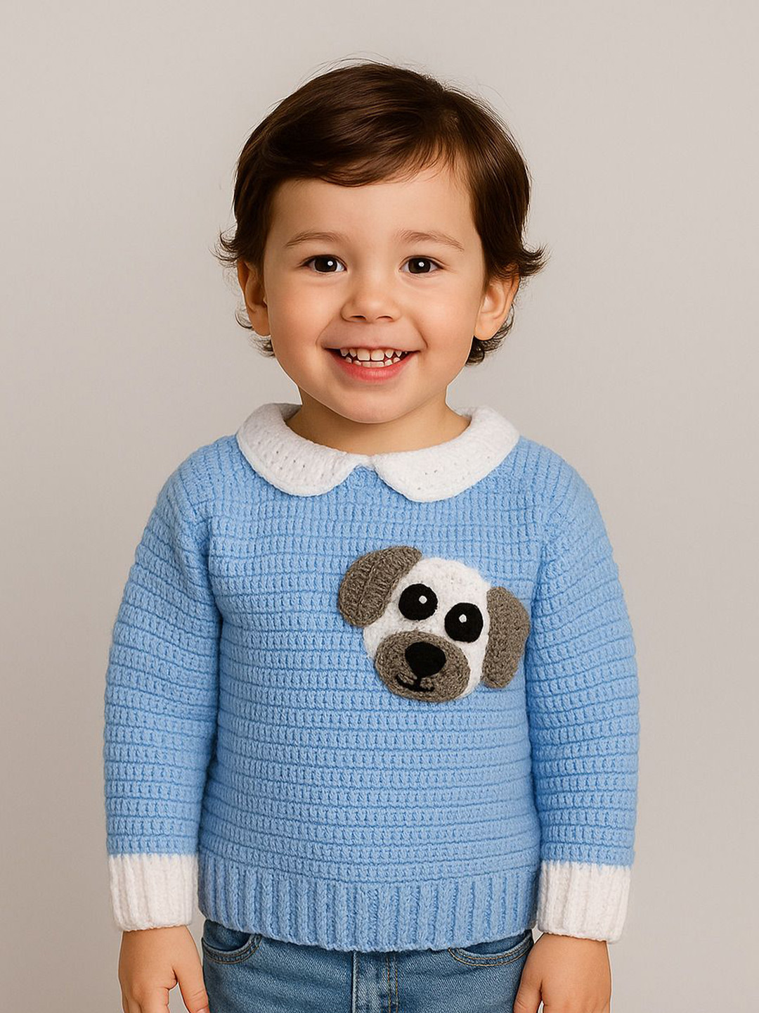 WINDROP SOLUTIONS Kids Graphic Self Design Round Neck Woollen Pullover Sweater