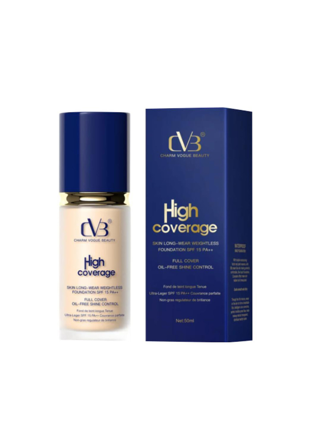 CVB C126 High Coverage SPF15 PA++ Liquid Foundation - 50 ml - White Ivory