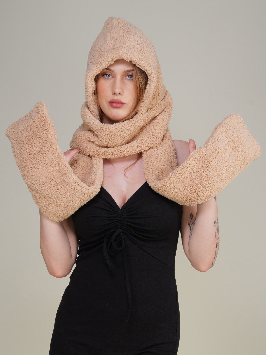 Poftik Women Winter Warm Cap Wool Scarf Ear Cap