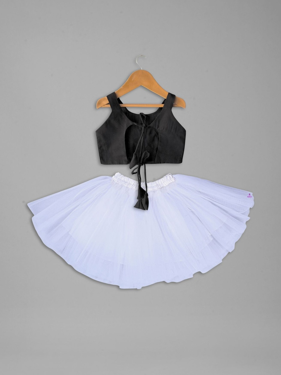 VidiRna Girls Crop Top And Soft Knee length Skirt Clothing Set