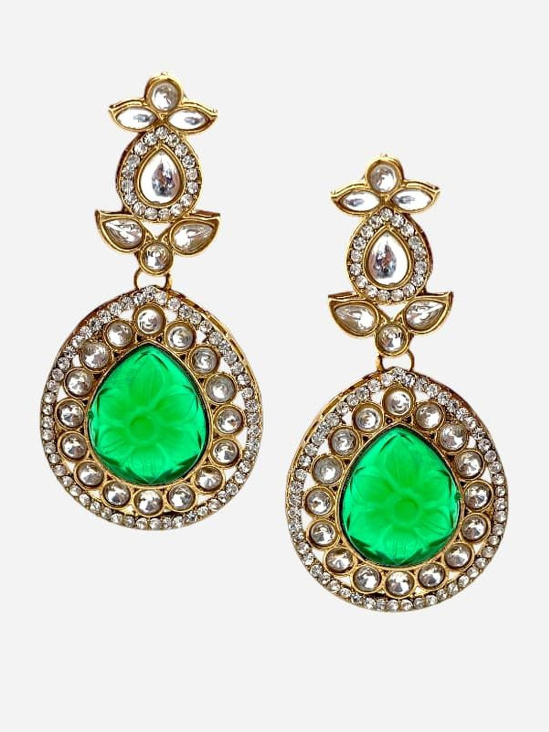 BUY FOR CHANGE Women Gold-Plated Big Carving Stone Studded Jewellery Set