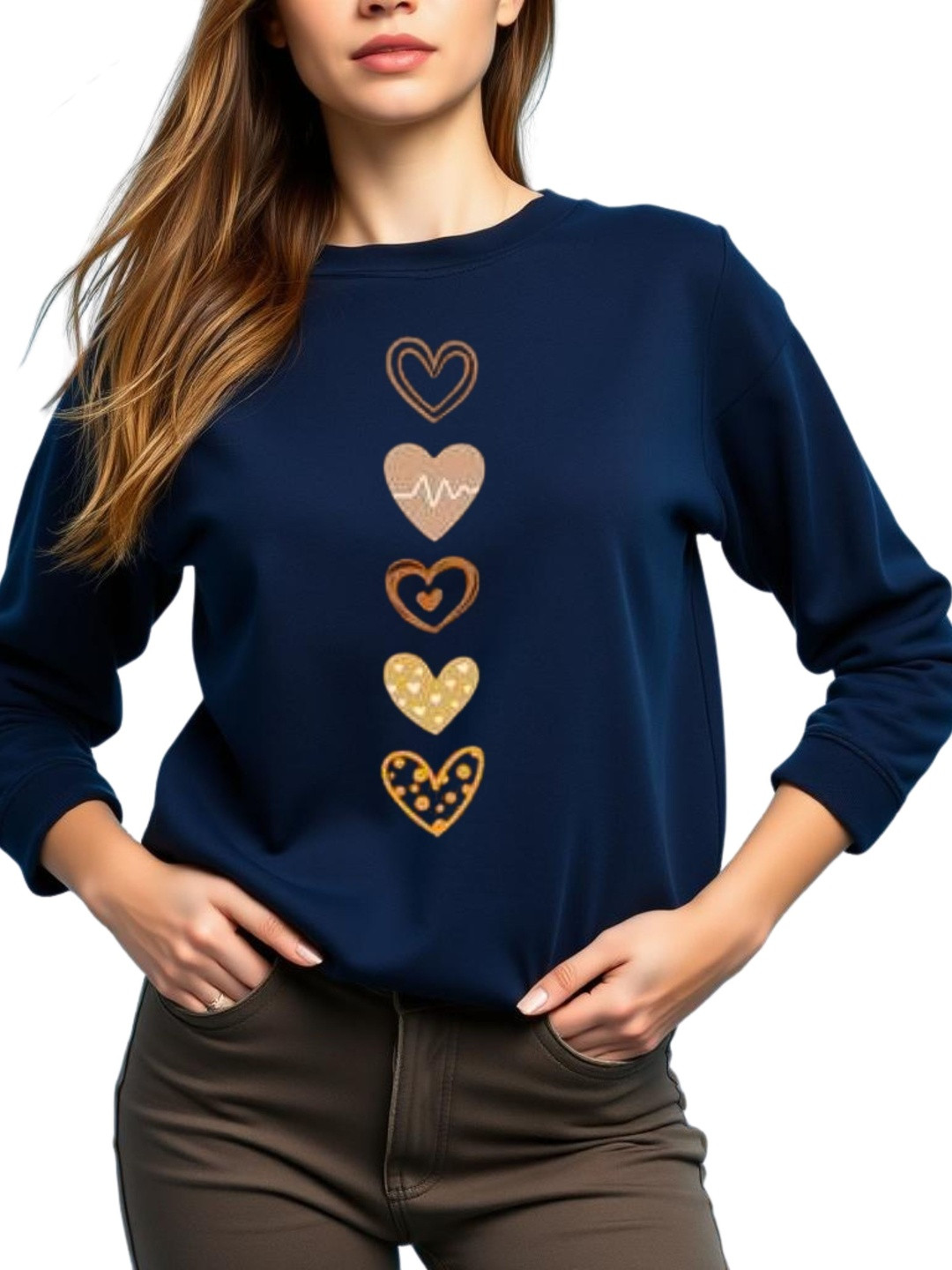 SALUJA FABRICS Heart Printed Pullover Sweatshirt
