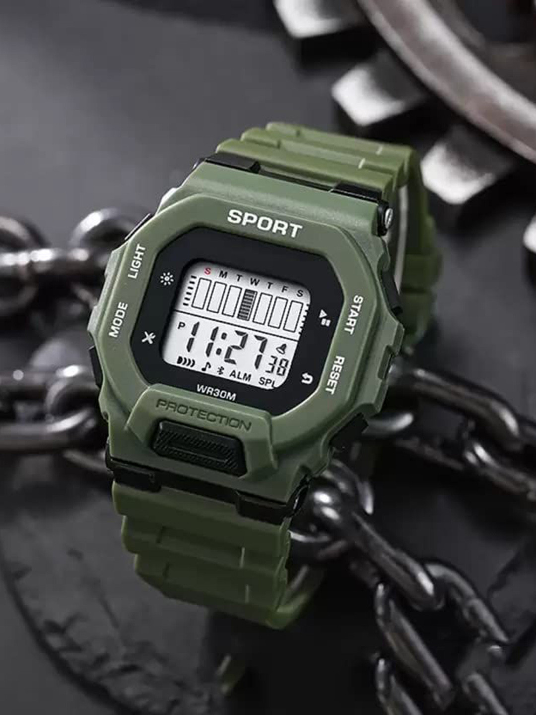 Blutech Men Textured Straps Digital Watch DashGreen7