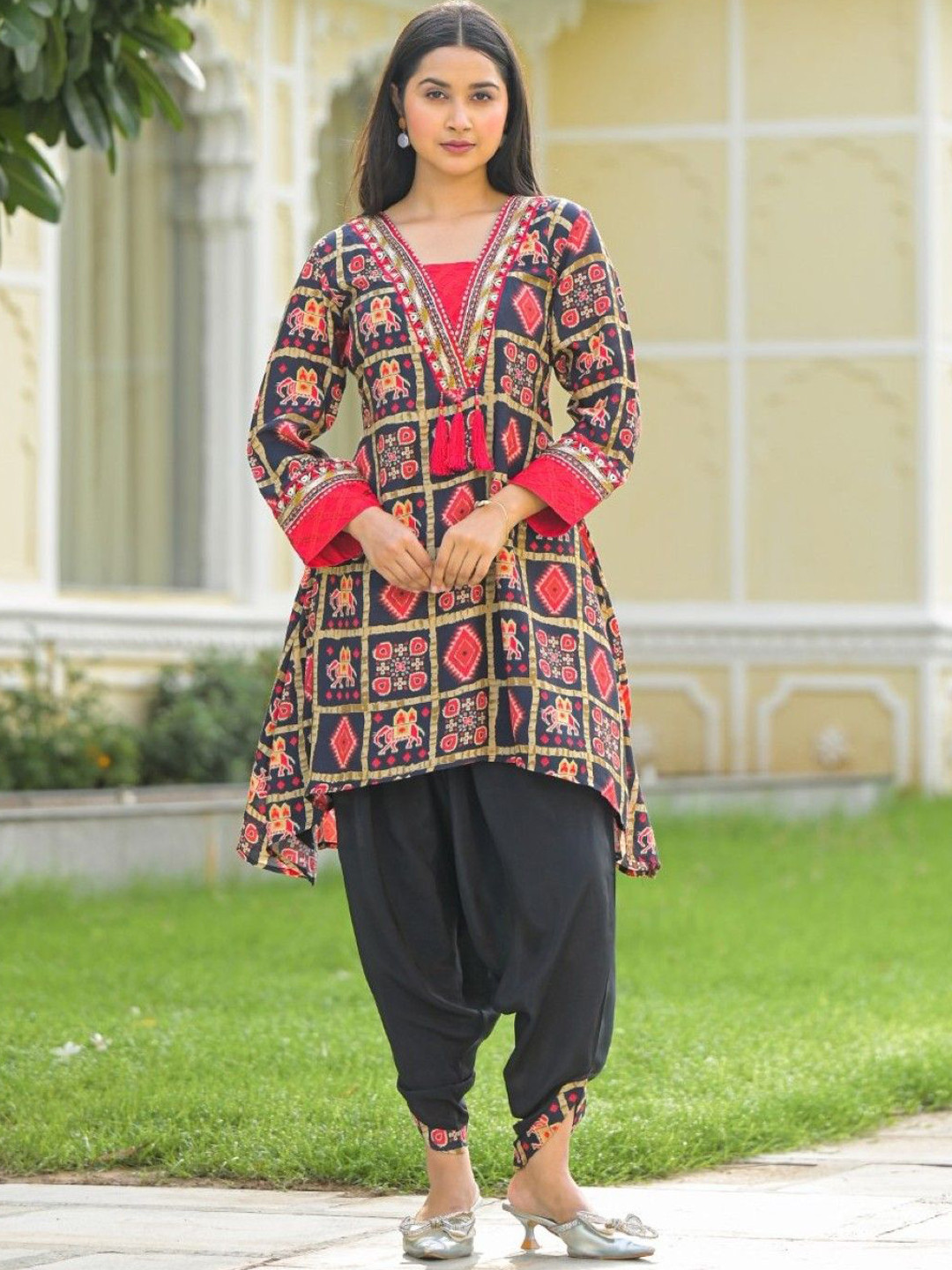 AUTUMN LANE Sera Onyx Printed Tunic With Dhoti Pant Co-Ords