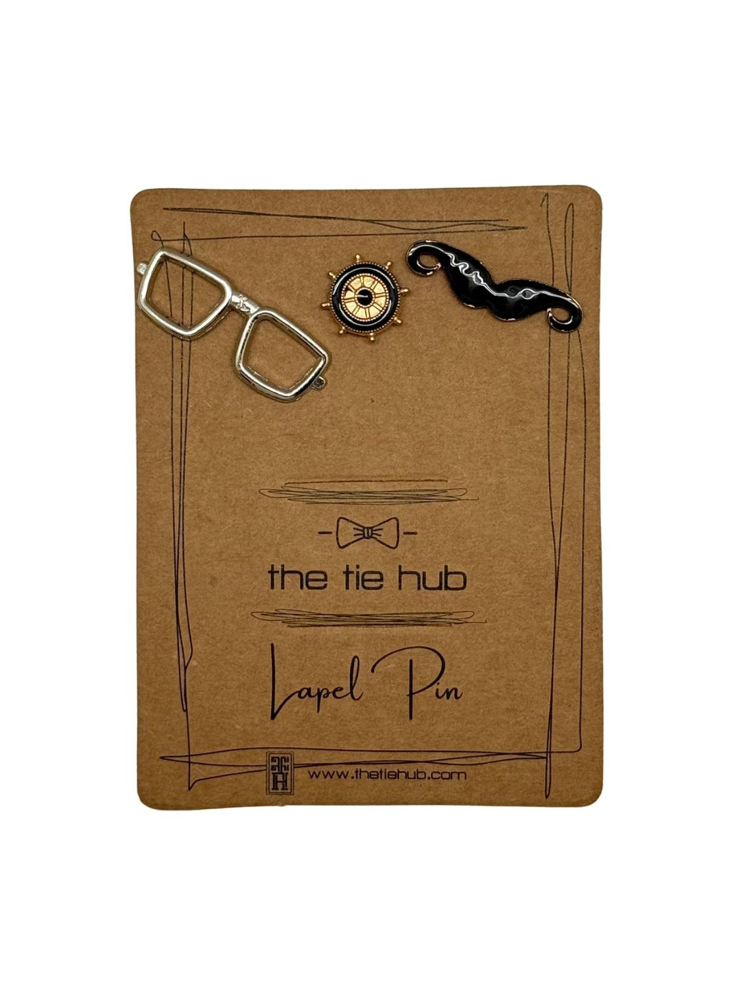 The Tie Hub Men Set Of 3 Spectacle & Moustache Minimal Brooches
