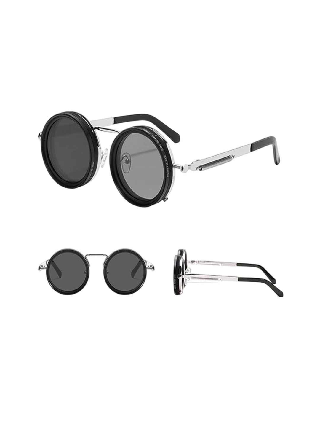 BLACK JONES Unisex Black Lens & Black Round Sunglasses BJ-GYER-9-SLVR