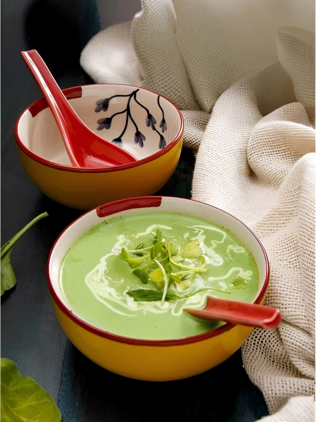 FREEDOM TREE Set Of 2 Ceramic Dishwasher and Microwave Safe Soup Bowl