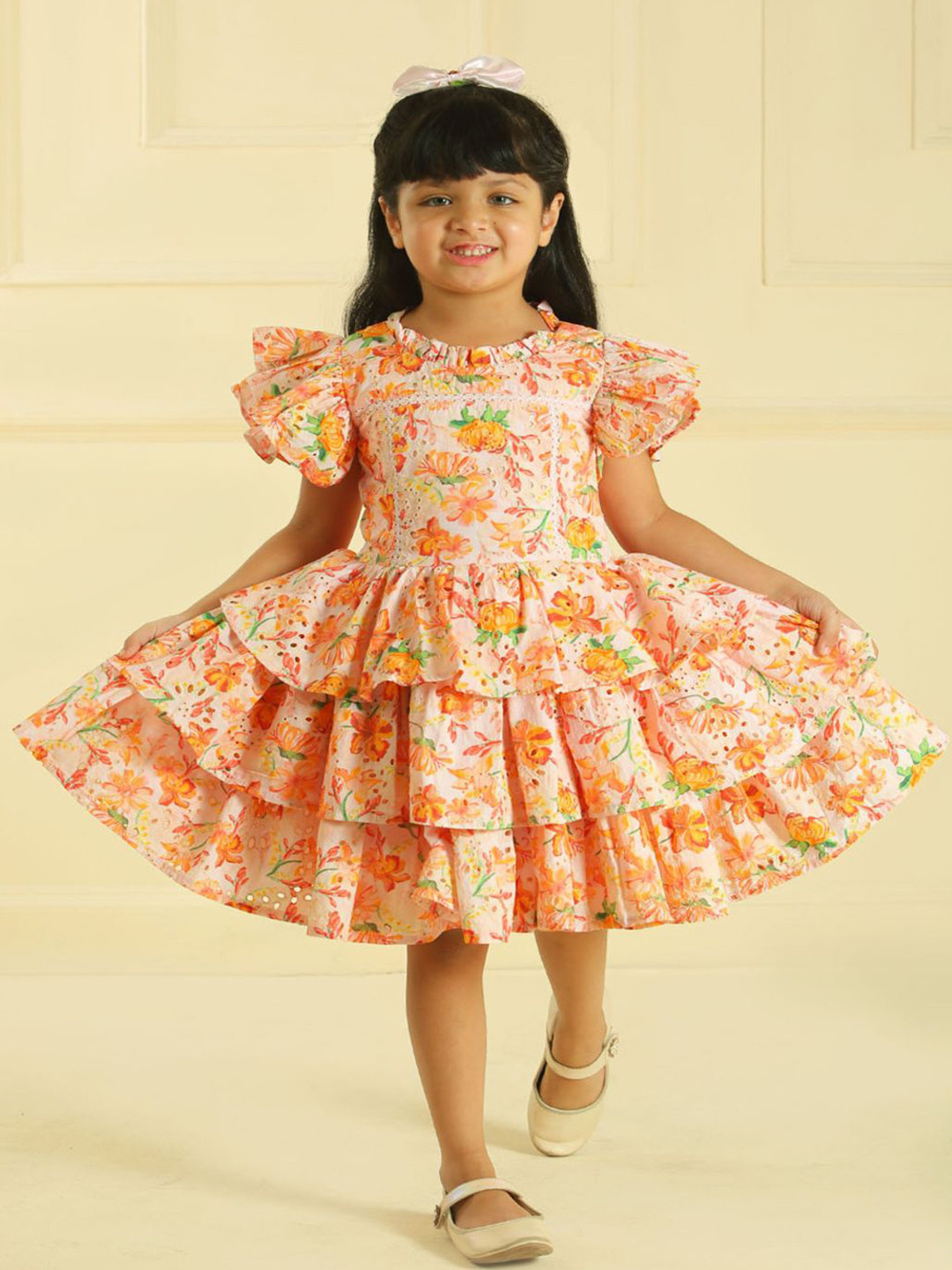 LH LUXURY FASHION Girls Lily Embroidered Flared Dress
