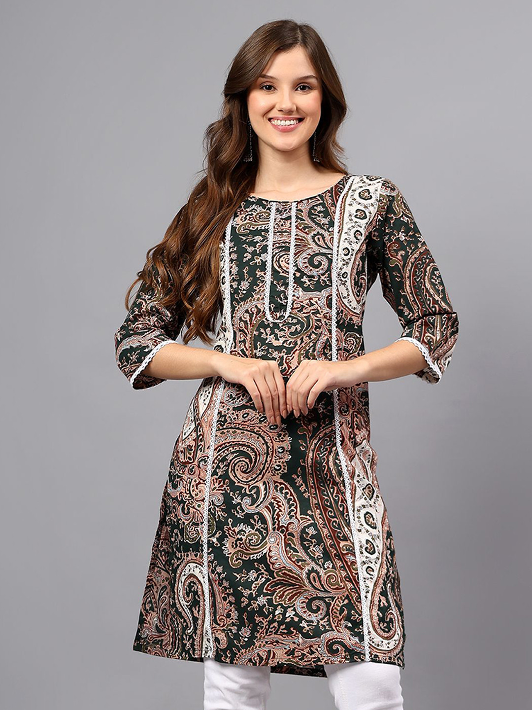 ZARISTAA Paisley Printed Pure Cotton Straight Kurta