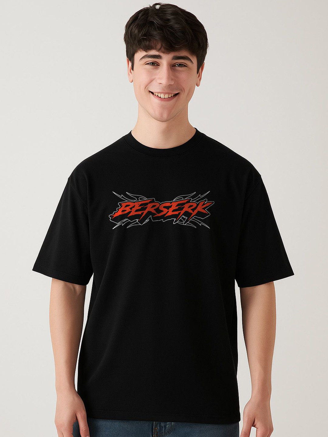 The Korhean Store Unisex Berserk Guts Anime Streetwear Oversized Graphic Printed Cotton Tshirt