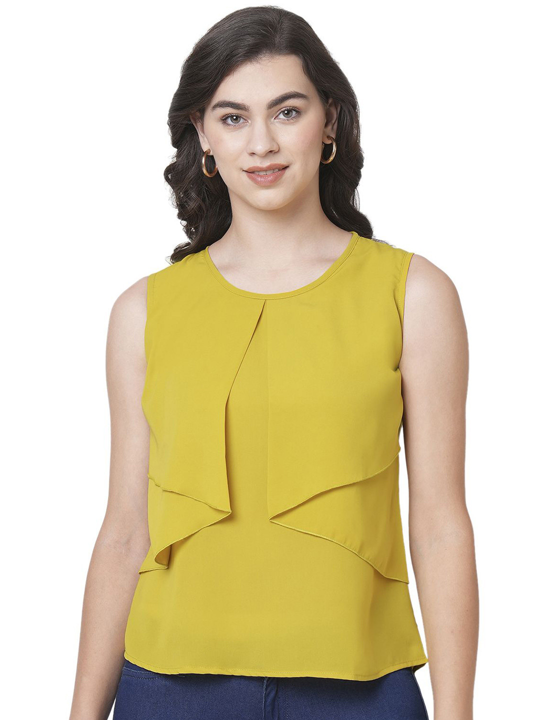 G0-4 IT Solid Layered Round-neck Regular Top