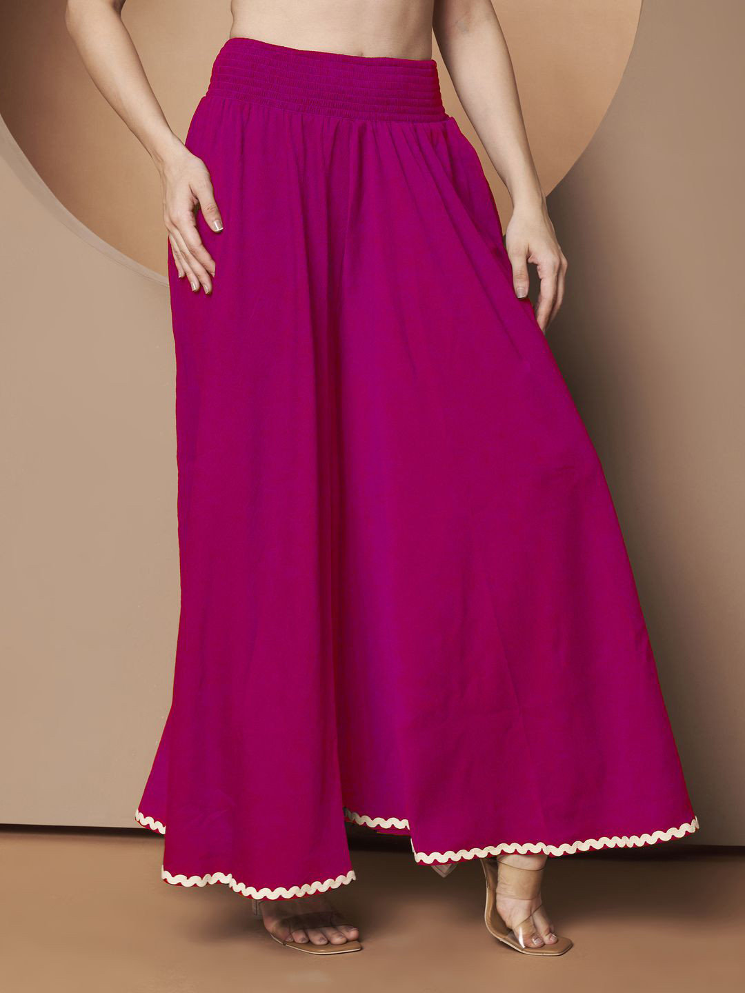 OTABU Women Solid Regular Western Flared Palazzos
