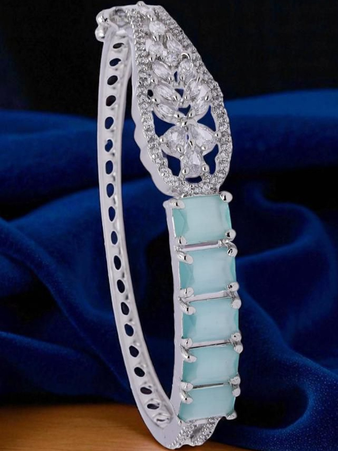 ANIKAS CREATION Women Brass American Square Turquoise Diamond Handcrafted Bracelet