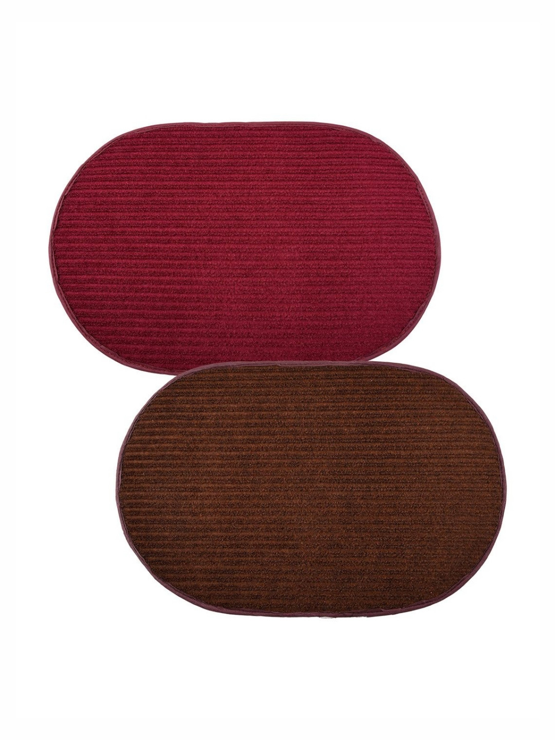 Aura Red & Brown 2 Pieces Wool Anti-Skid Doormats