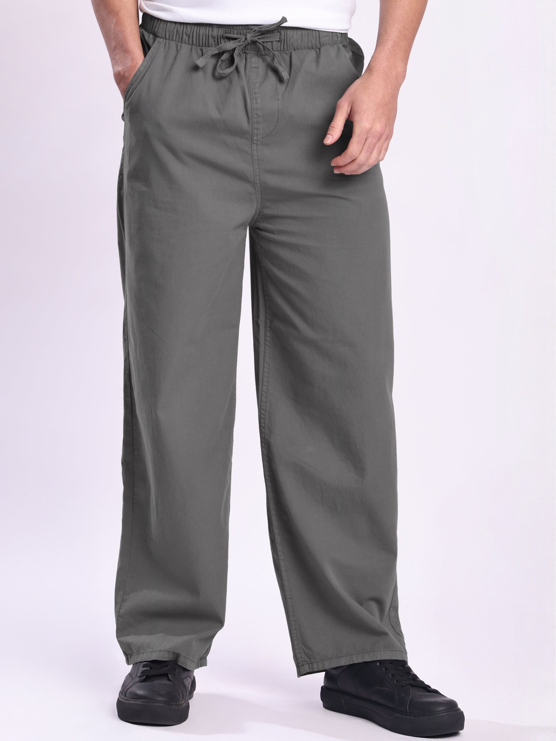 Roadster Men Baggy Fit Elasticated Faded No Fly Trousers