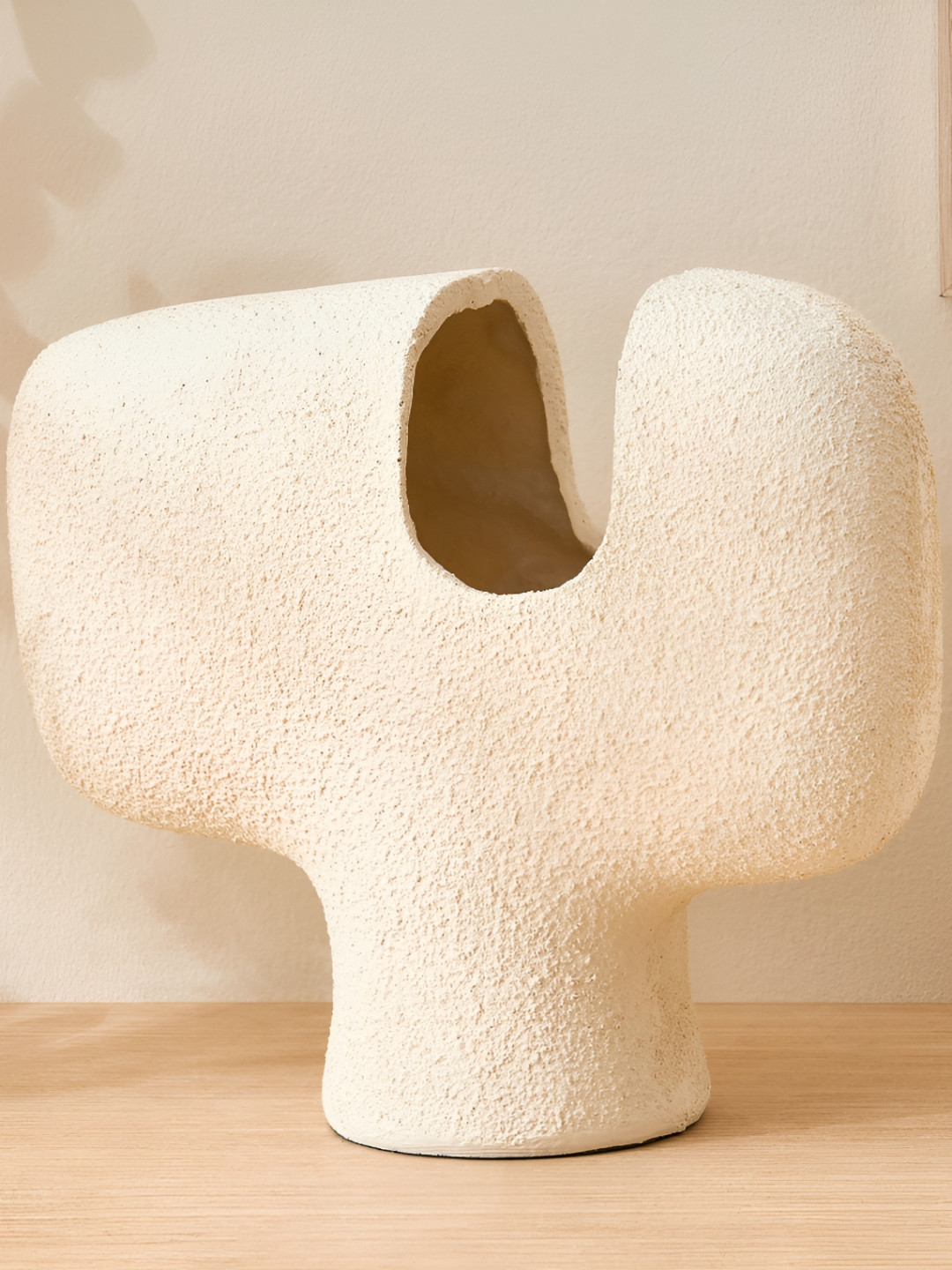 Home Centre Oyster Natura Fluid Beige Textured Flower Vases