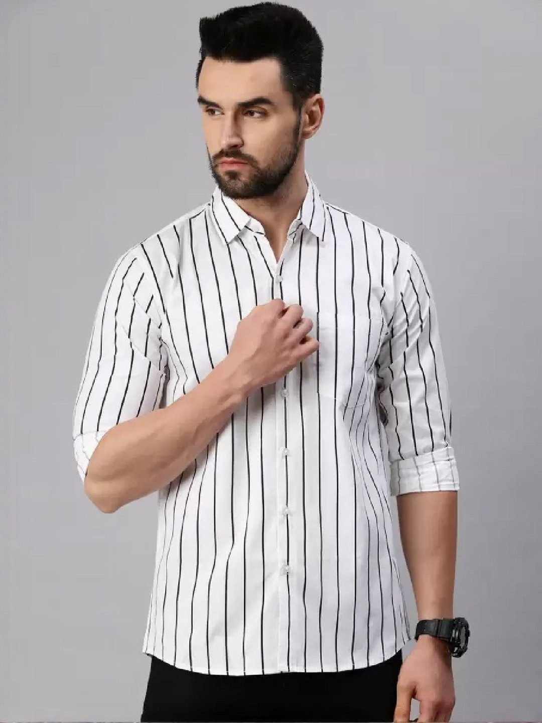 Eleni Trendz Men Vertical Striped Classic Shirt