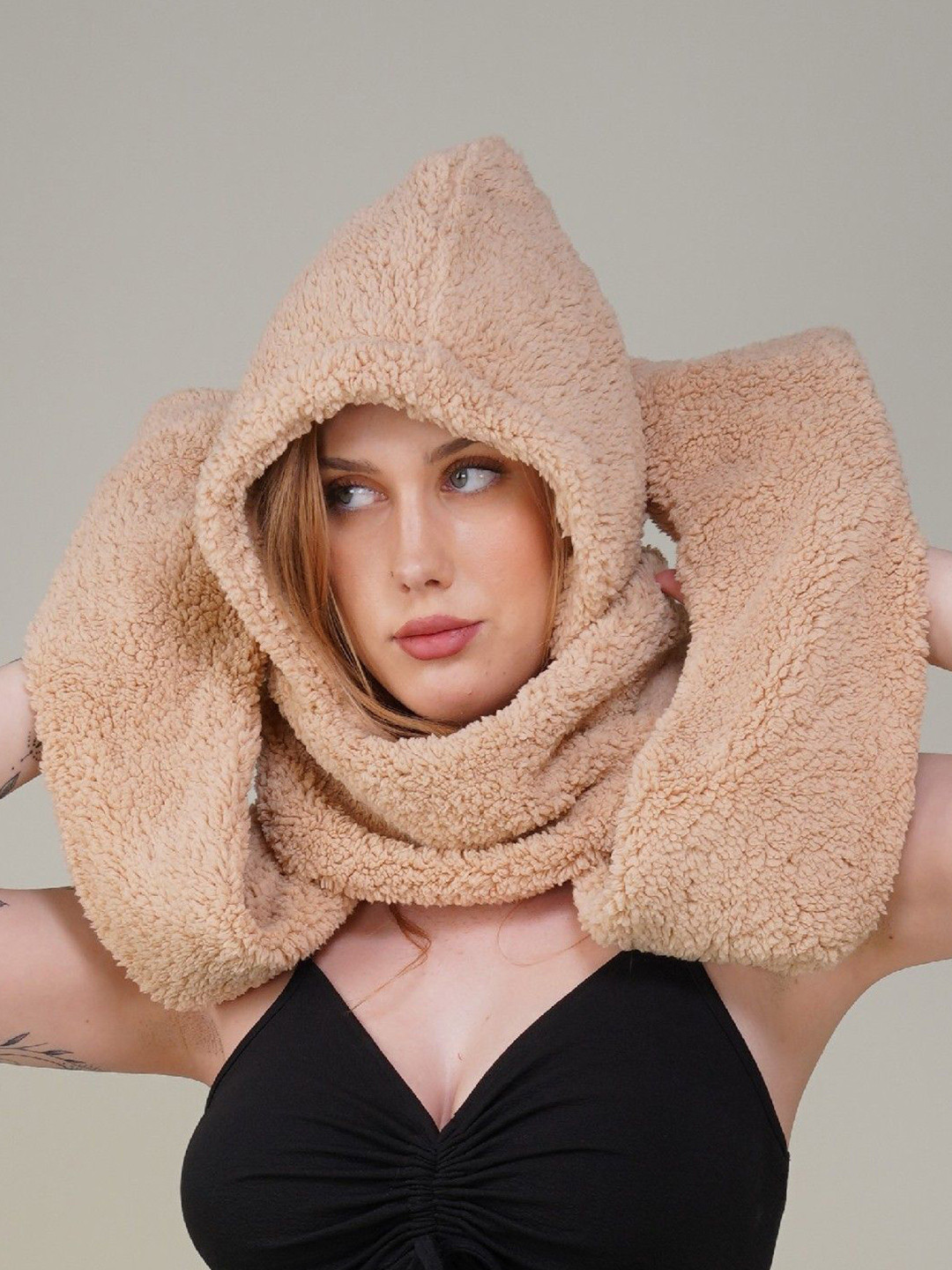 1TO FINITY Women Warm Cap Wool Scarf Ear Cap & Glove