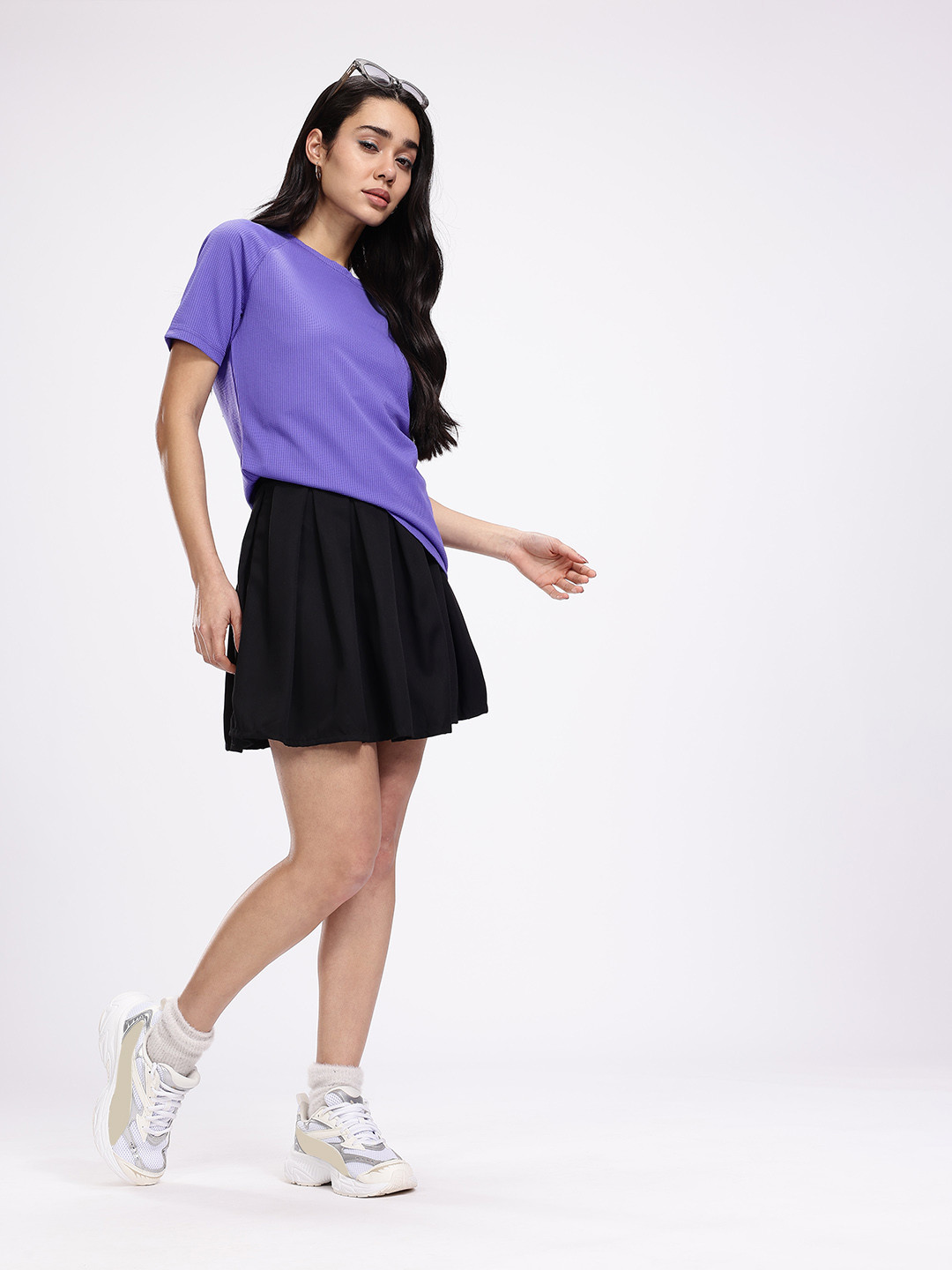 Kook N Keech Self Design Textured Raglan Sleeve Dry-Fit T-shirt