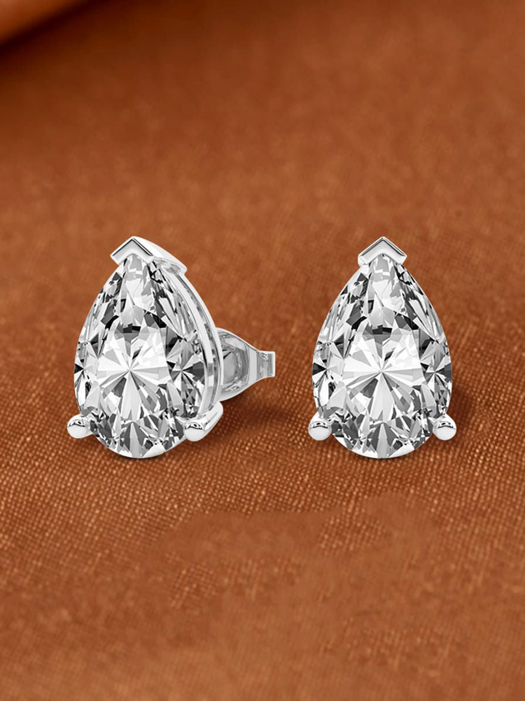 Sparkles Women 14Kt Gold Pear Solitaire Stud Earrings With1.5Carat Lab Grown Diamond-1.67g