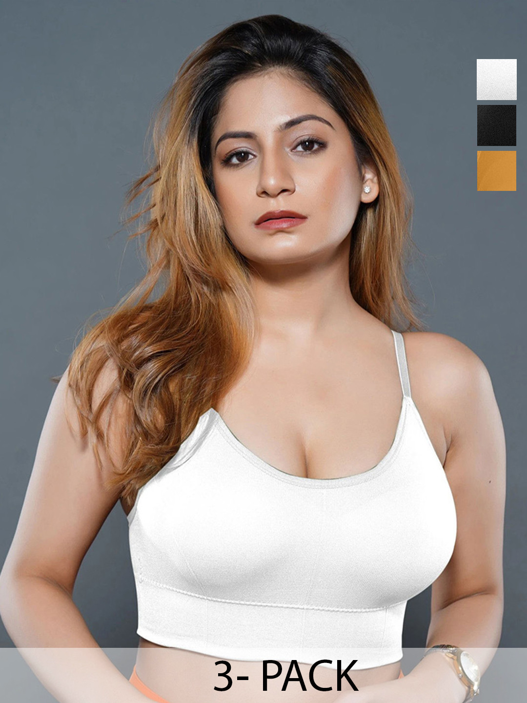 ALLIANCE OVERSEAS Pack Of 3 Women Full Coverage Lightly Padded Sports Bra