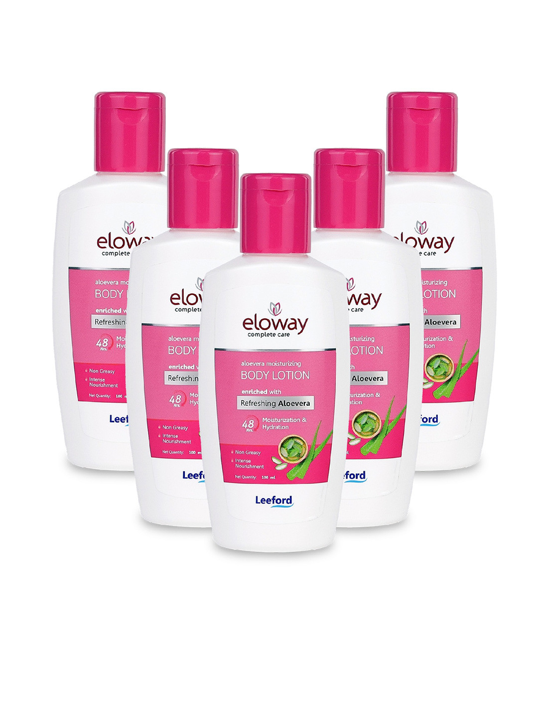 ELOWAY Set Of 5 Aloevera Moisturizing Body Lotion- 100ml Each