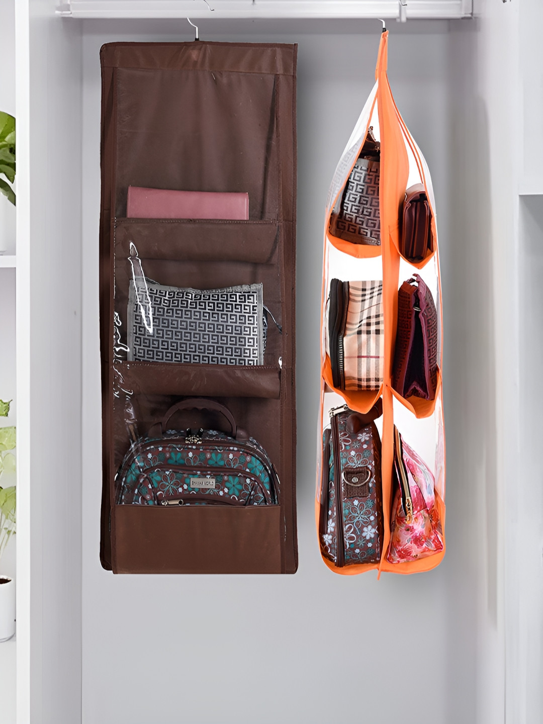 Aura Brown & Transparent  2 Pieces 6 Pocket Magazine Organisers