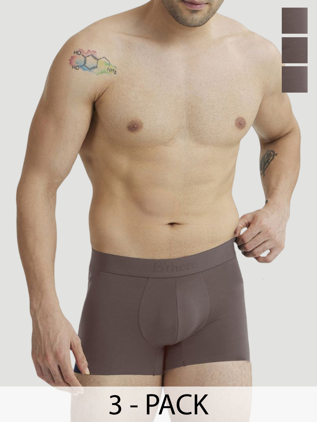 B'there Men Pack Of 3 Seamless Short Trunks U001_SPG_SPG_SPG