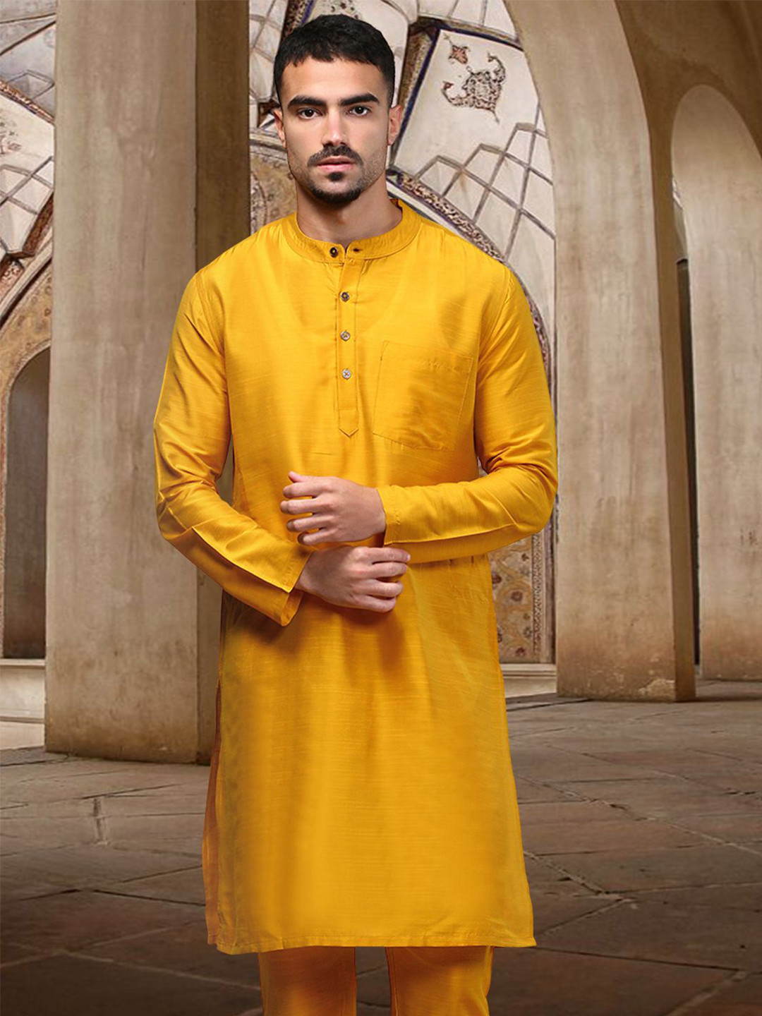 WHITE HEART Men Solid Daily Straight Kurta
