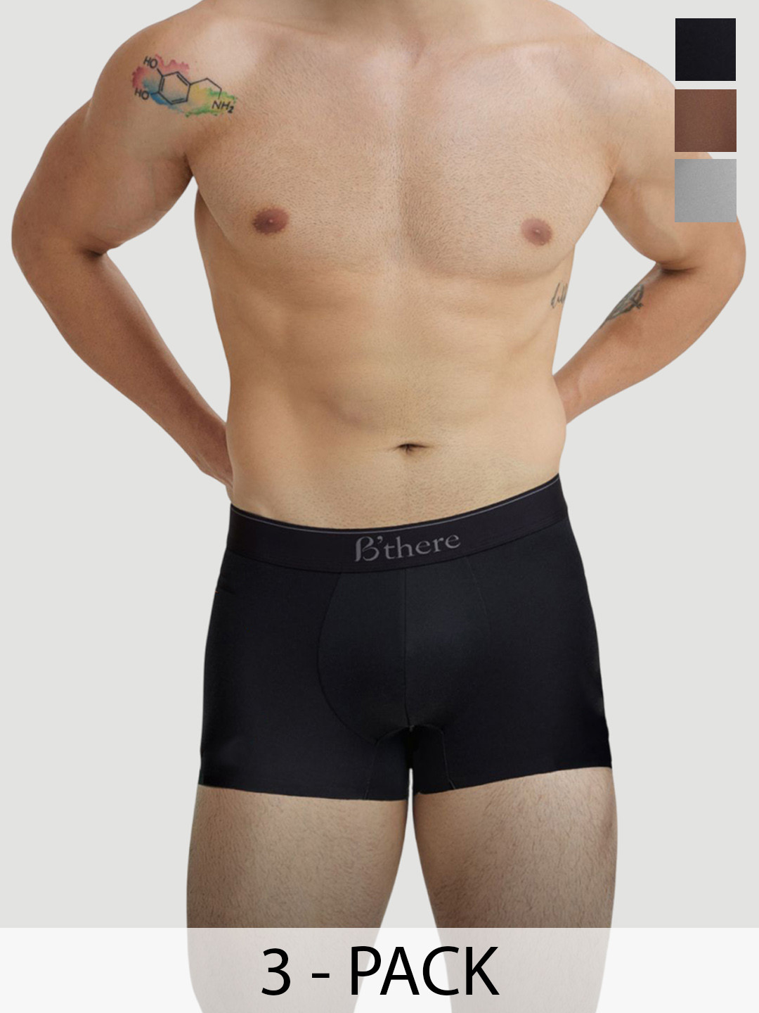 B'there Pack Of 3 Mid-Rise Seamless Trunks U003_IVG_JTB_MBN