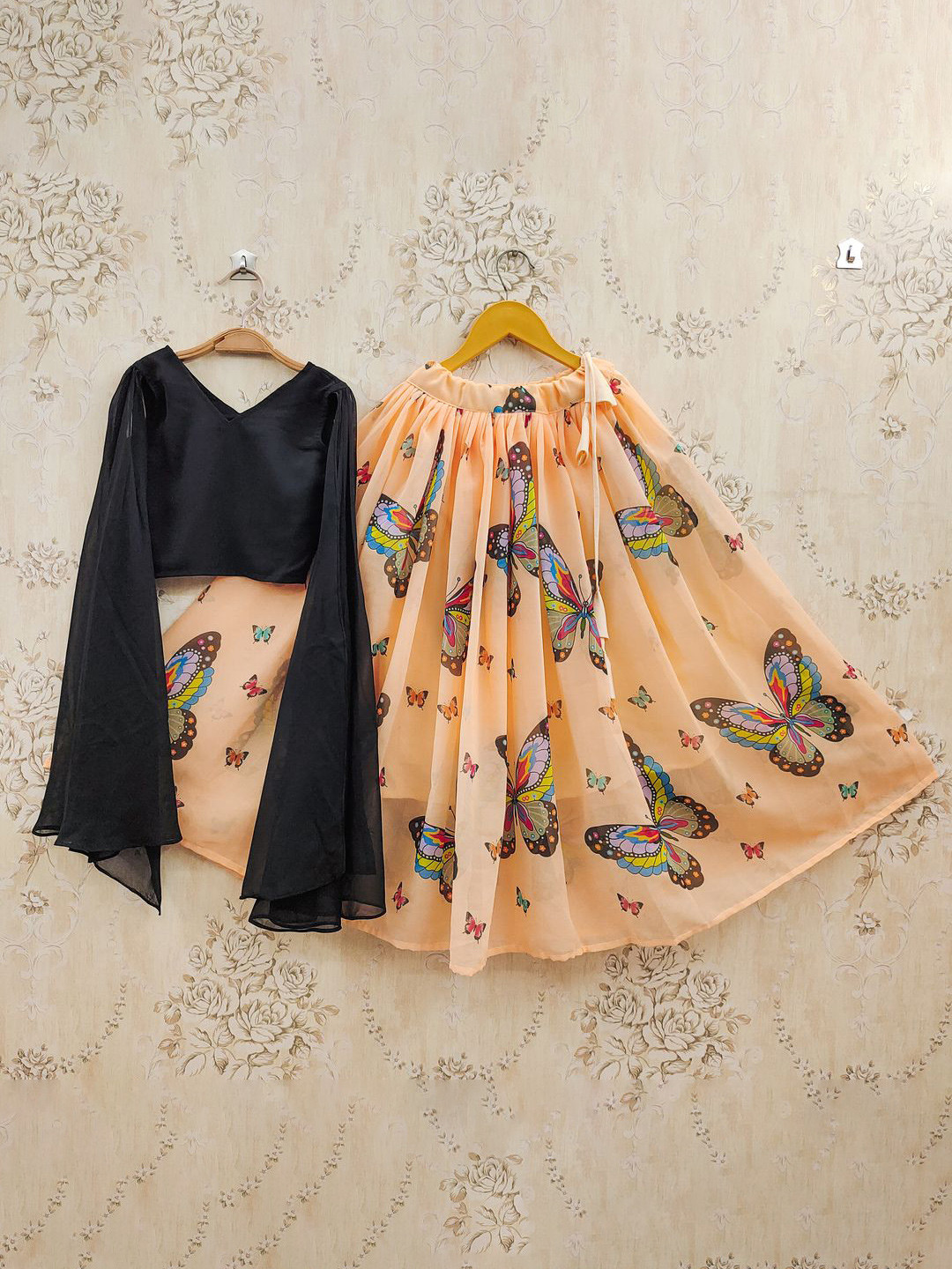 JOVK DESIGN Girls Titli Printed Ready to Wear Lehenga Choli