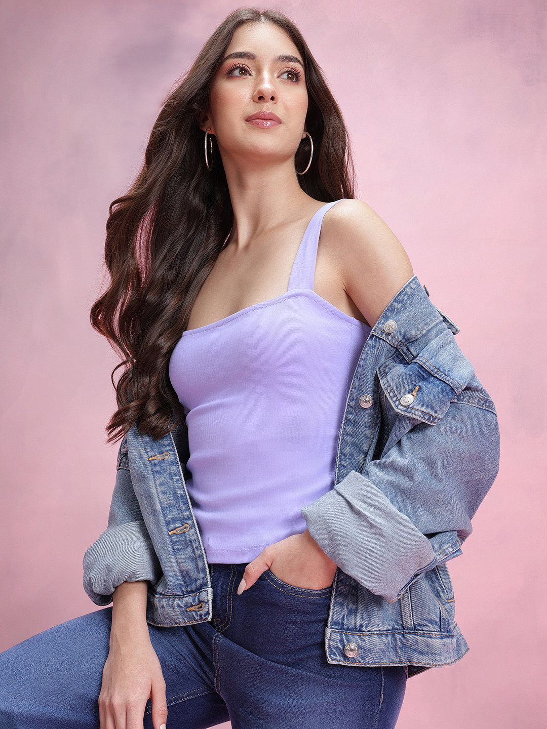 DressBerry Shoulder Straps Ribbed Crop Top