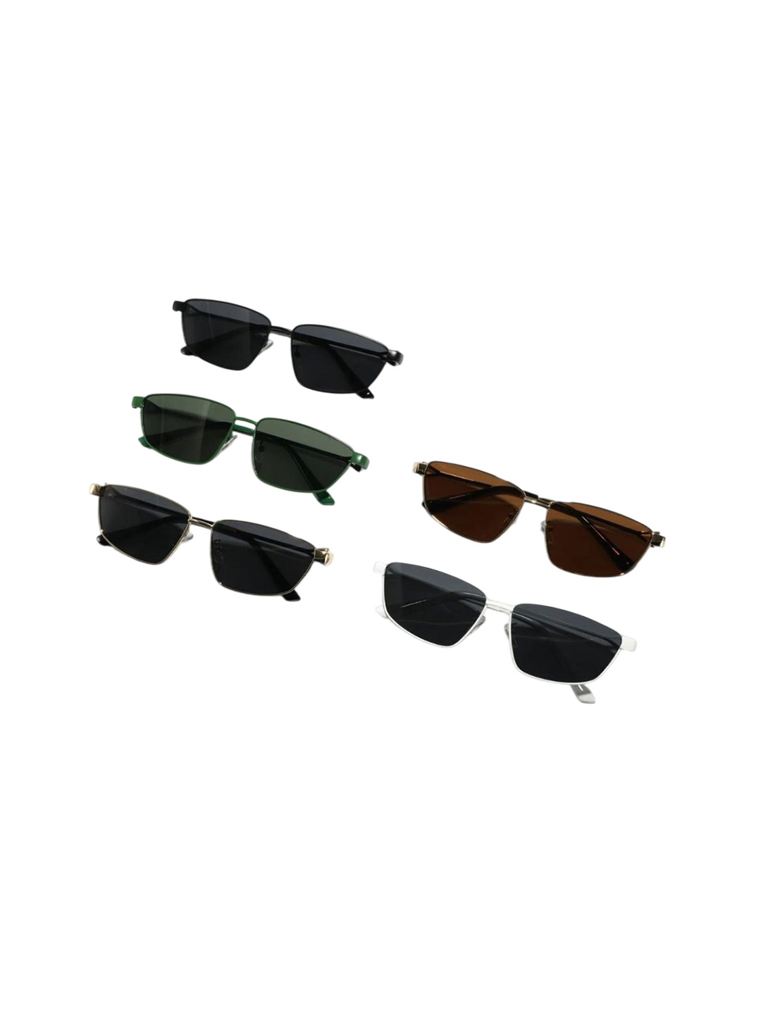 First Lens Unisex Brown Lens & Gold-Toned Rectangle Sunglasses C10329-Brown