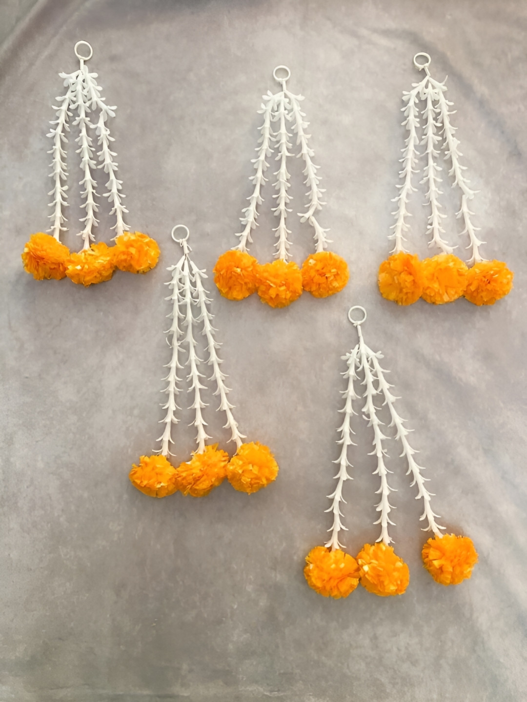 Sellplus White & Orange Colored5 Pieces Marigold Hanging Garlands