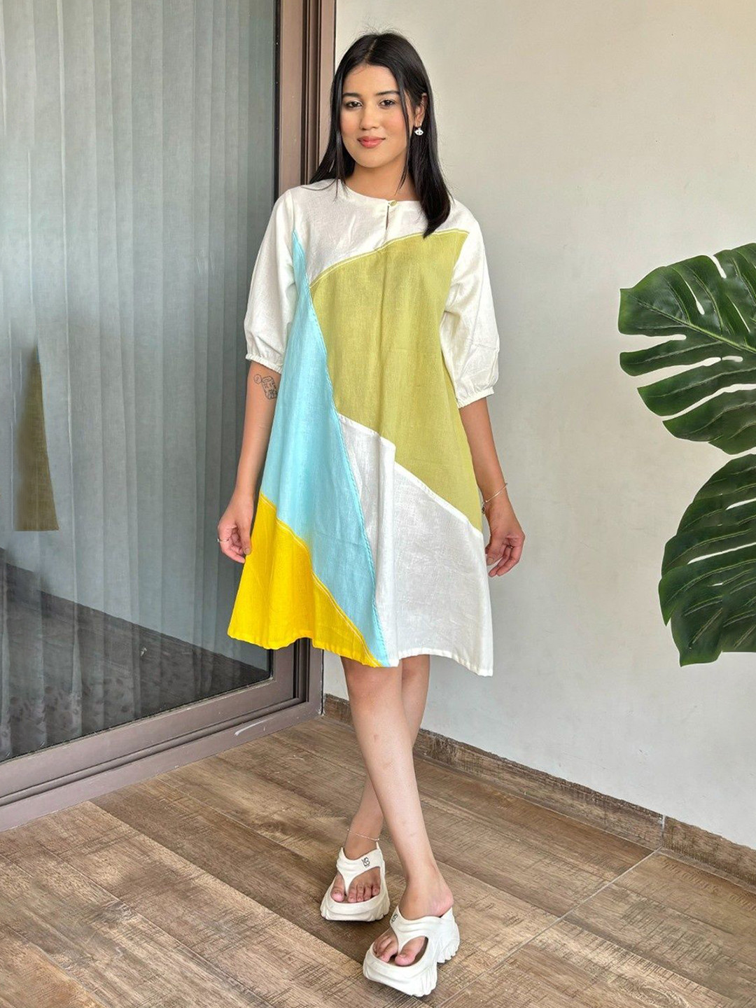 FFI Colourblocked Cotton Shift Dress