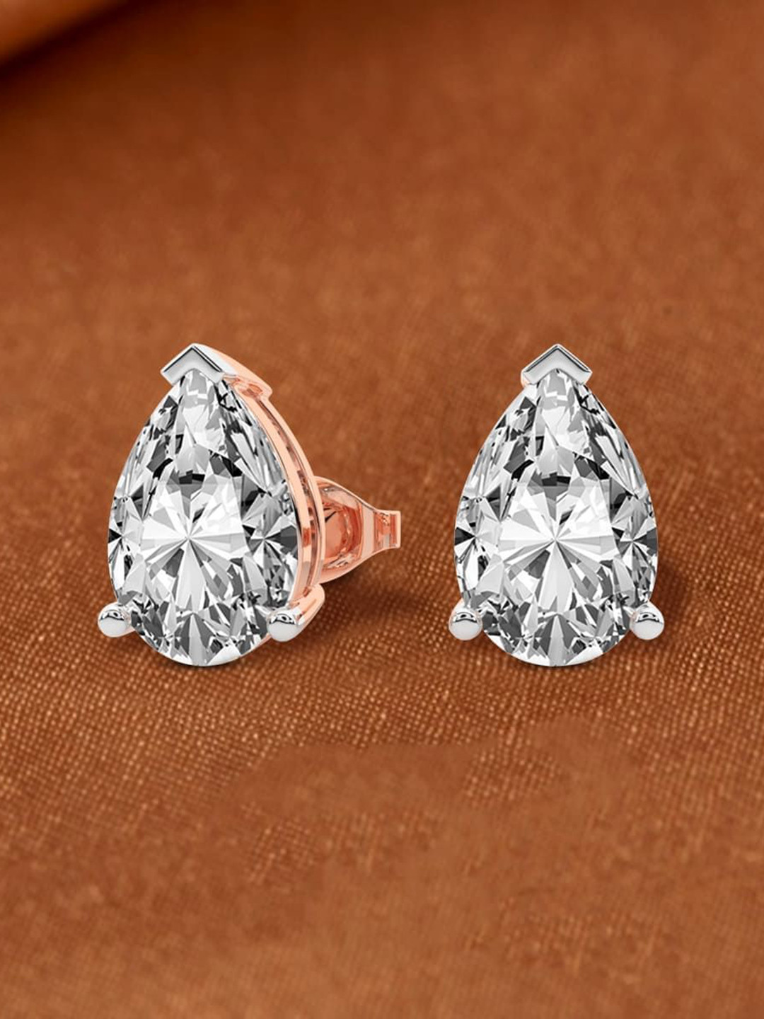Sparkles 14Kt Gold Pear Solitaire Stud Earrings With 0.25 Carat Lab Grown Diamond - 1 g