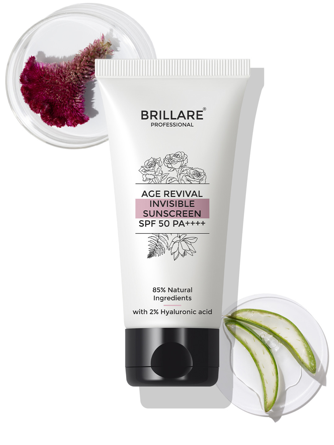BRILLARE Age Revival Invisible Sunscreen With SPF 50 & 2% Hyaluronic Acid - 50 g
