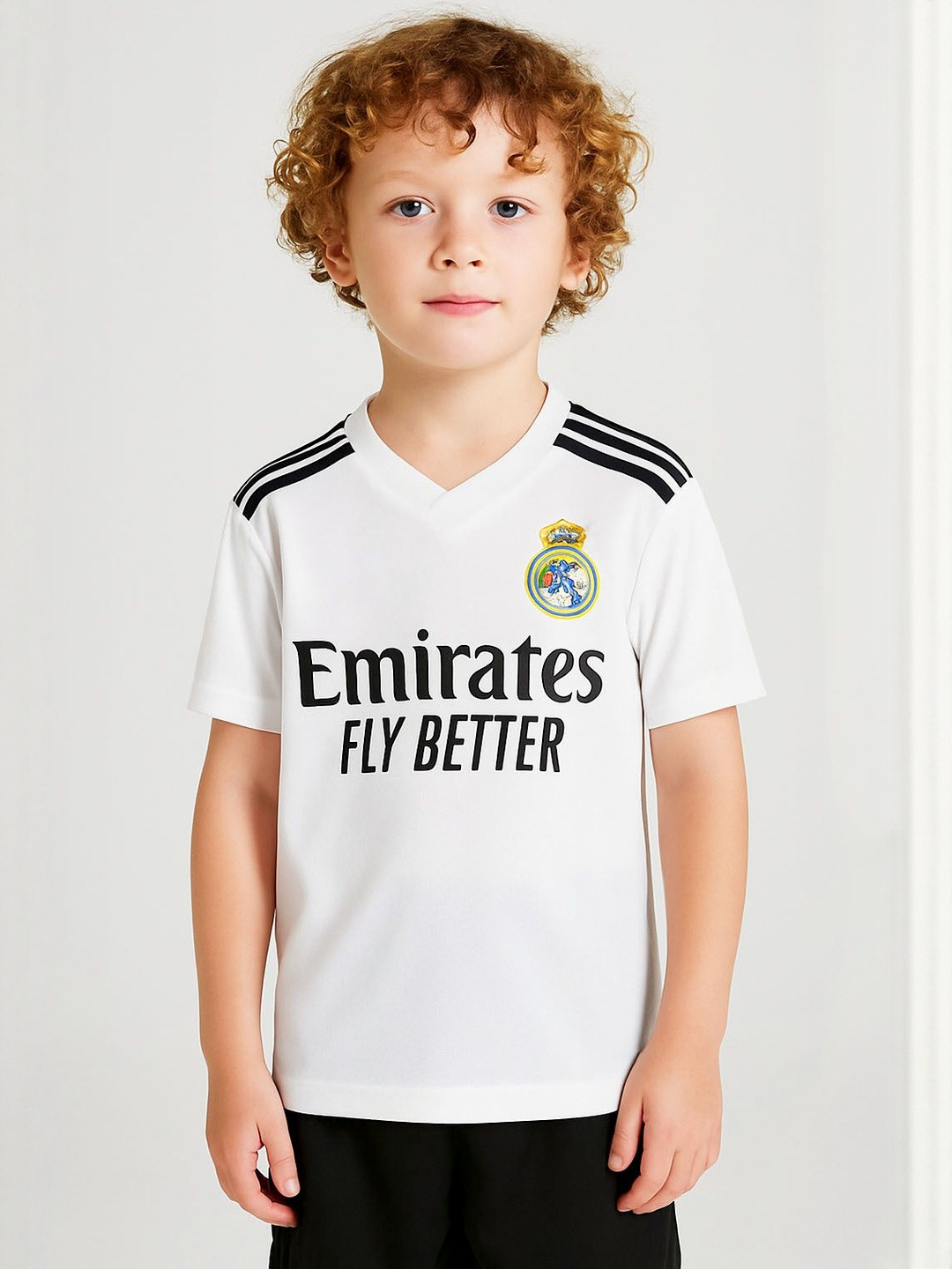dostitch Boys Real Madrid Mbappe 9 Home Kit Football Jersey