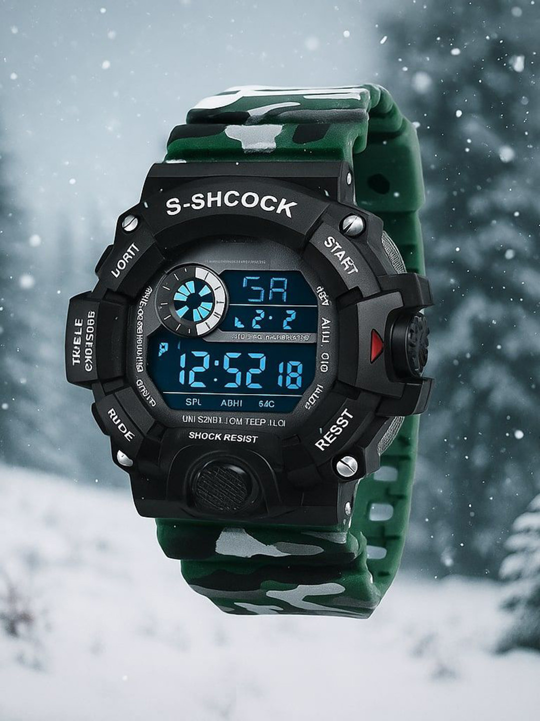 SWADESI STUFF Kids Digital Automatic Watch ARMY GREEN 2030