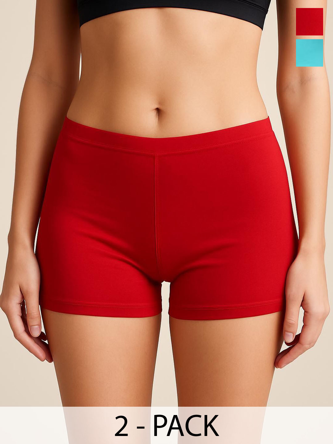 HIRRUX Pack Of 2 Mid-Rise Boy Shorts Briefs HR SBT-33 Aqwa,Maroon XS-2-Aqwa,Maroon